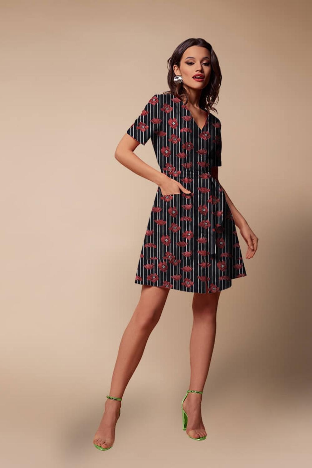 Helene Floral Striped Shirt Dress