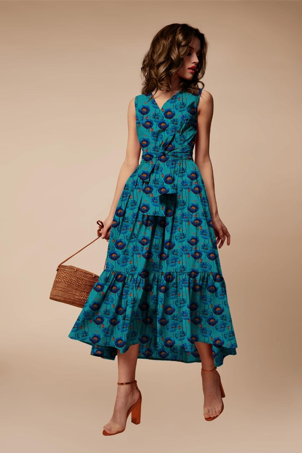 Bernadette Blue Floral Tulip Dress