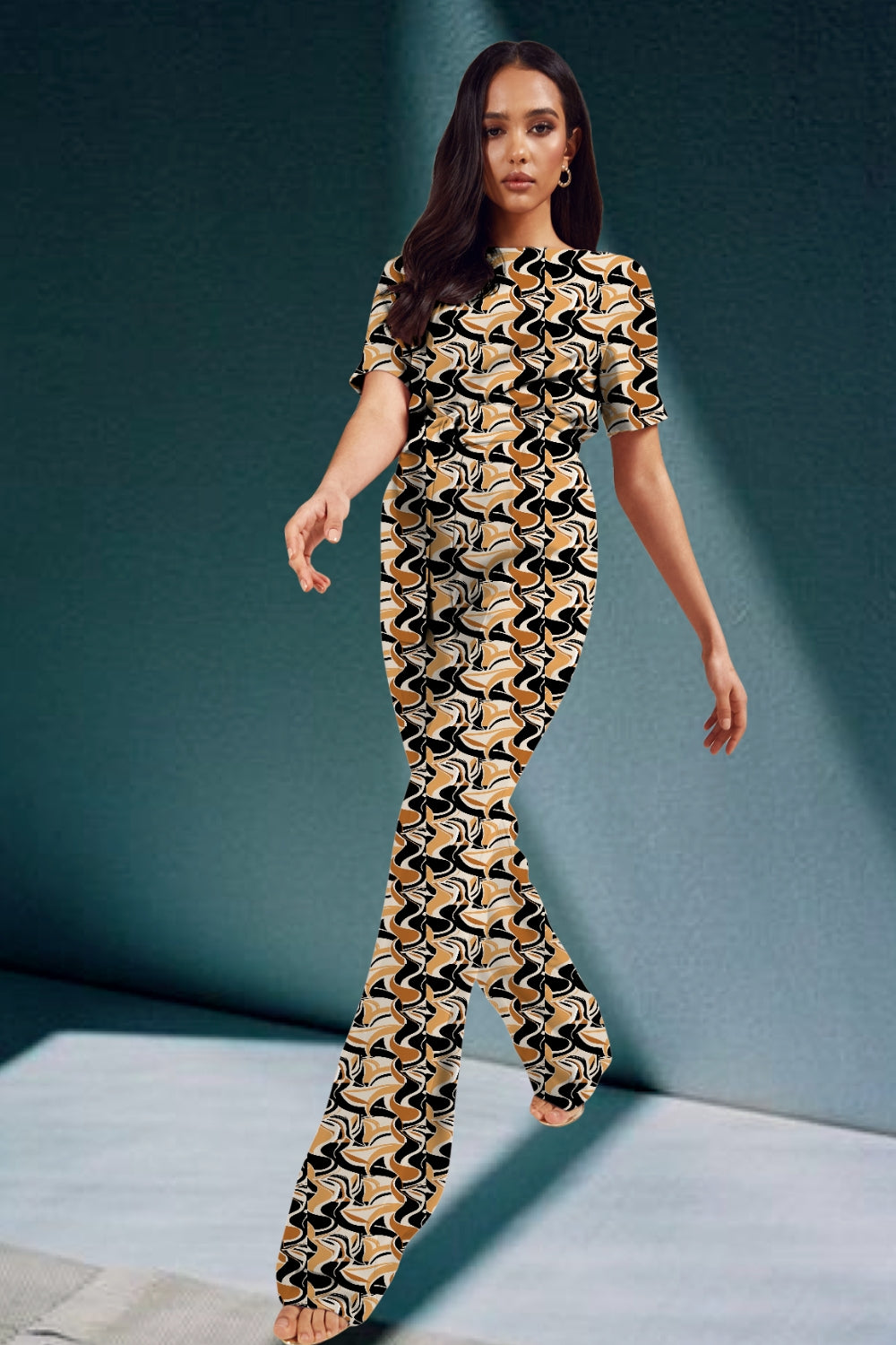 Ivy Geometric Belted Jumpsuit