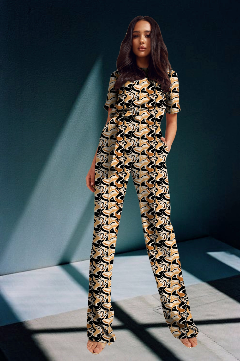 Ivy Geometric Belted Jumpsuit