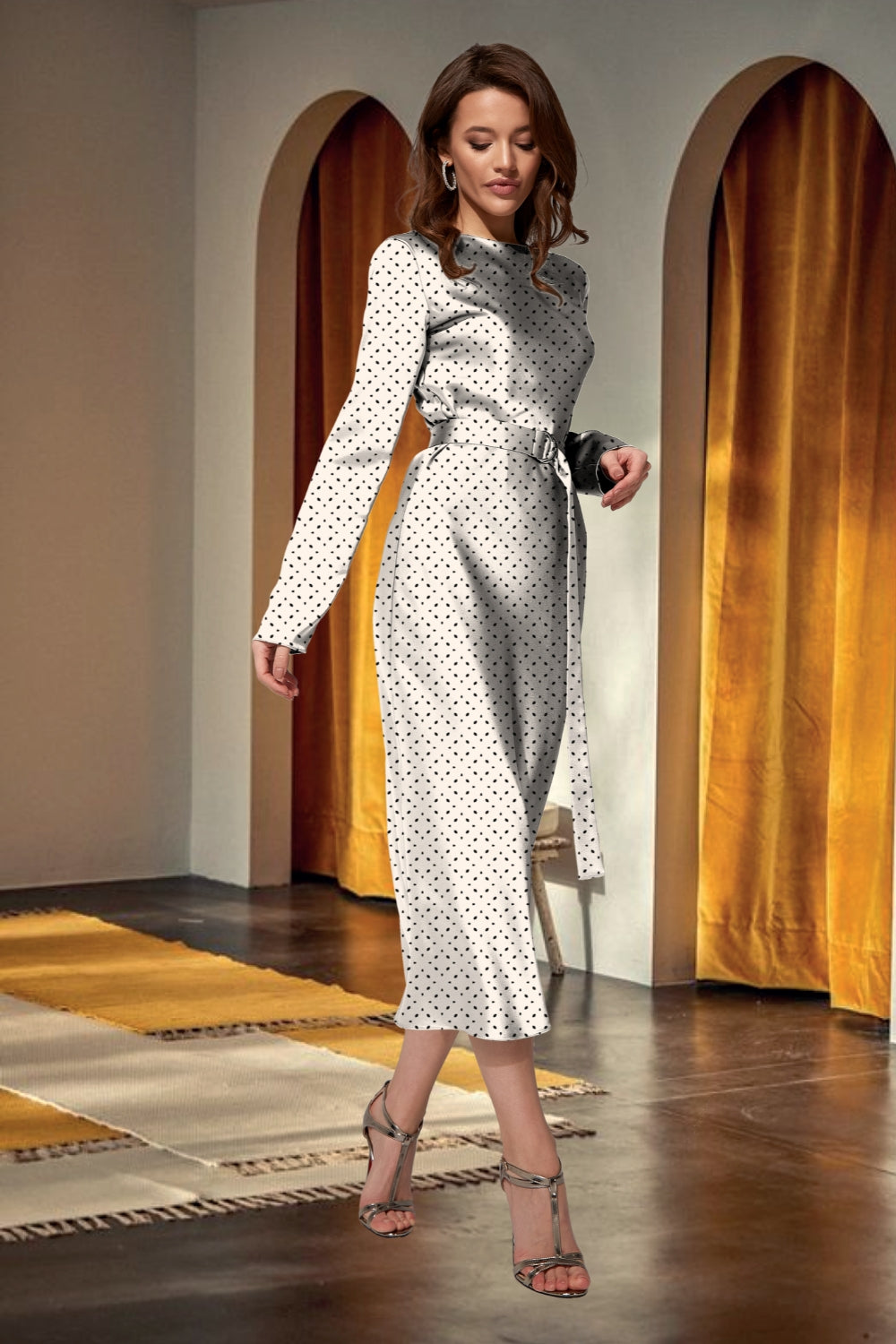 Luna Black & White Long Sleeve Dress