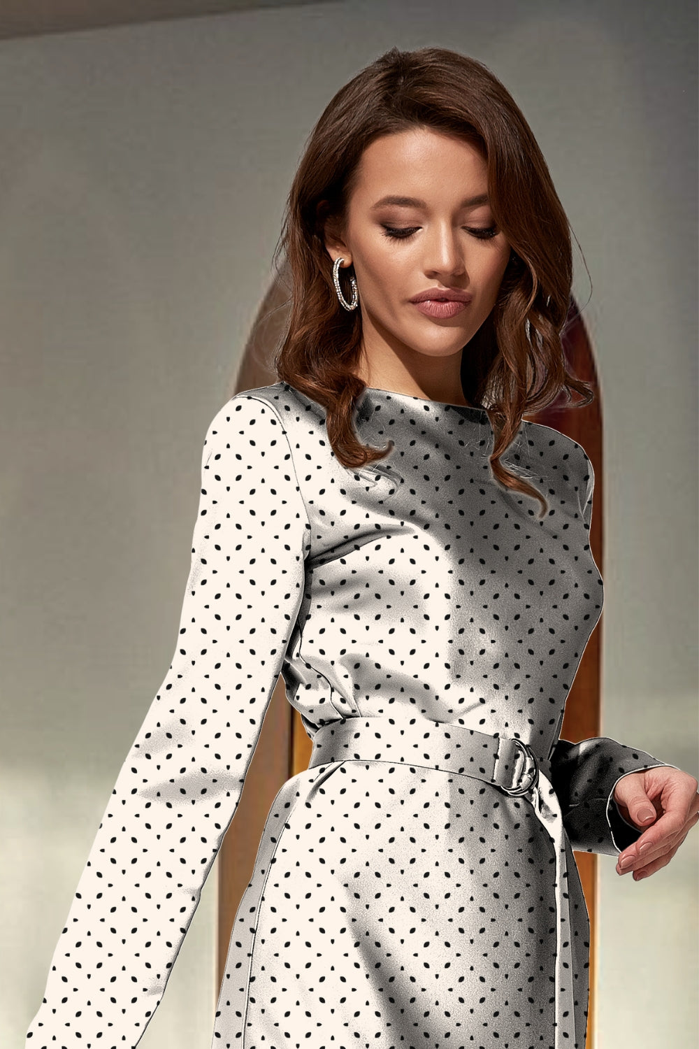 Luna Black & White Long Sleeve Dress