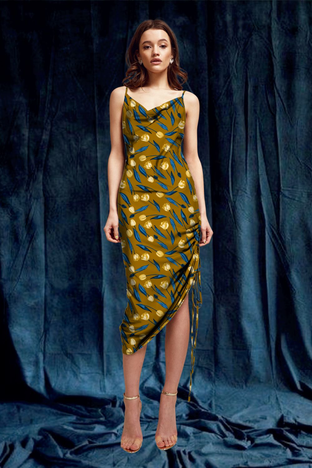 Rosa Yellow & Blue Floral Slip Dress