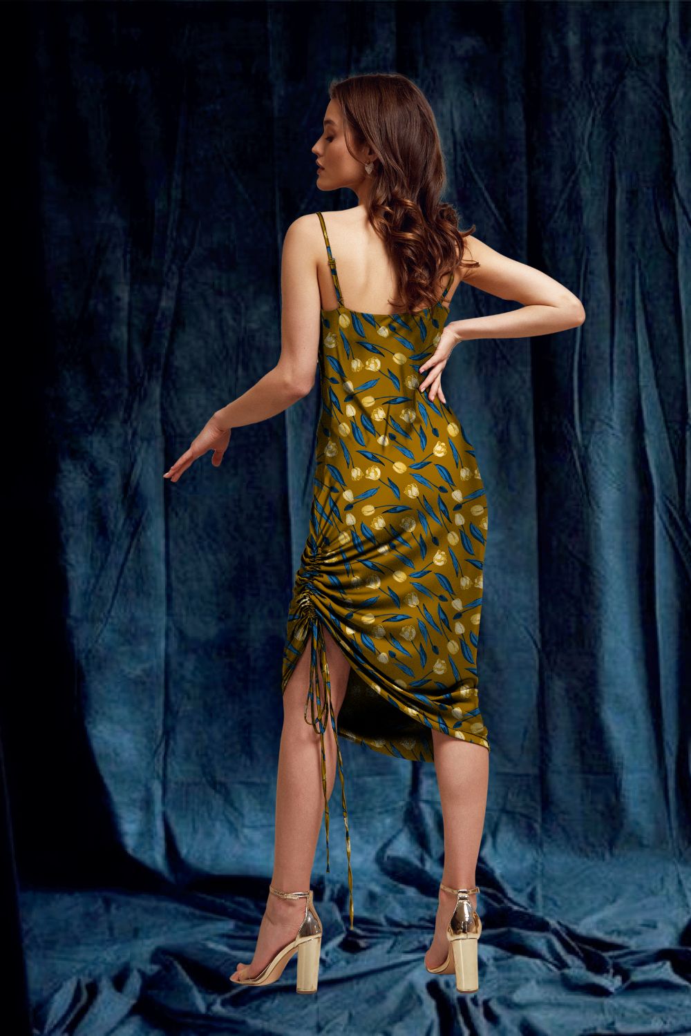 Rosa Yellow & Blue Floral Slip Dress - ModaMia Rosa Yellow & Blue Floral Slip Dress - ModaMia