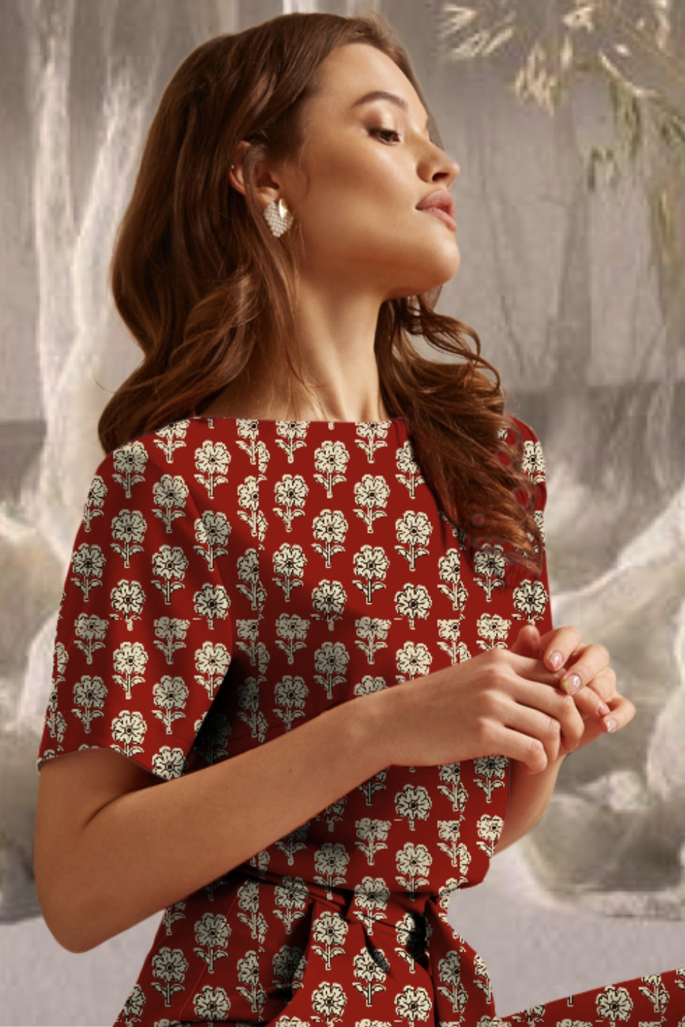 Jumpsuit 14 -  Sophie Half Sleeve Jumpsuit Brown Geometric Half Sleeve Jumpsuit