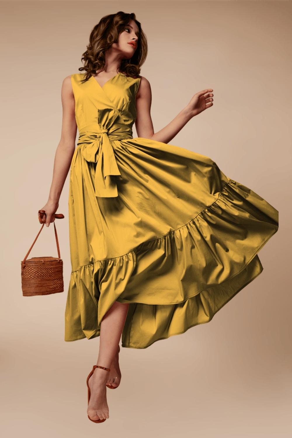 yellow wrap dress Bernadette Tulip Wrap Dress